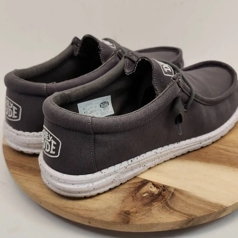 Hey Dude Wally SLUB Canvas Gray Mens Shoes Size 11 - Picture 4 of 11